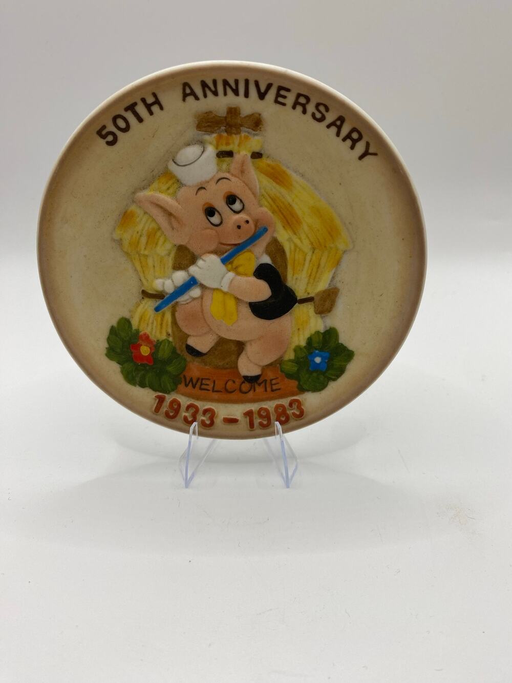 Vintage Disney Three Little Pigs Fifer Pig 50th Anniversary 1983 Collectible